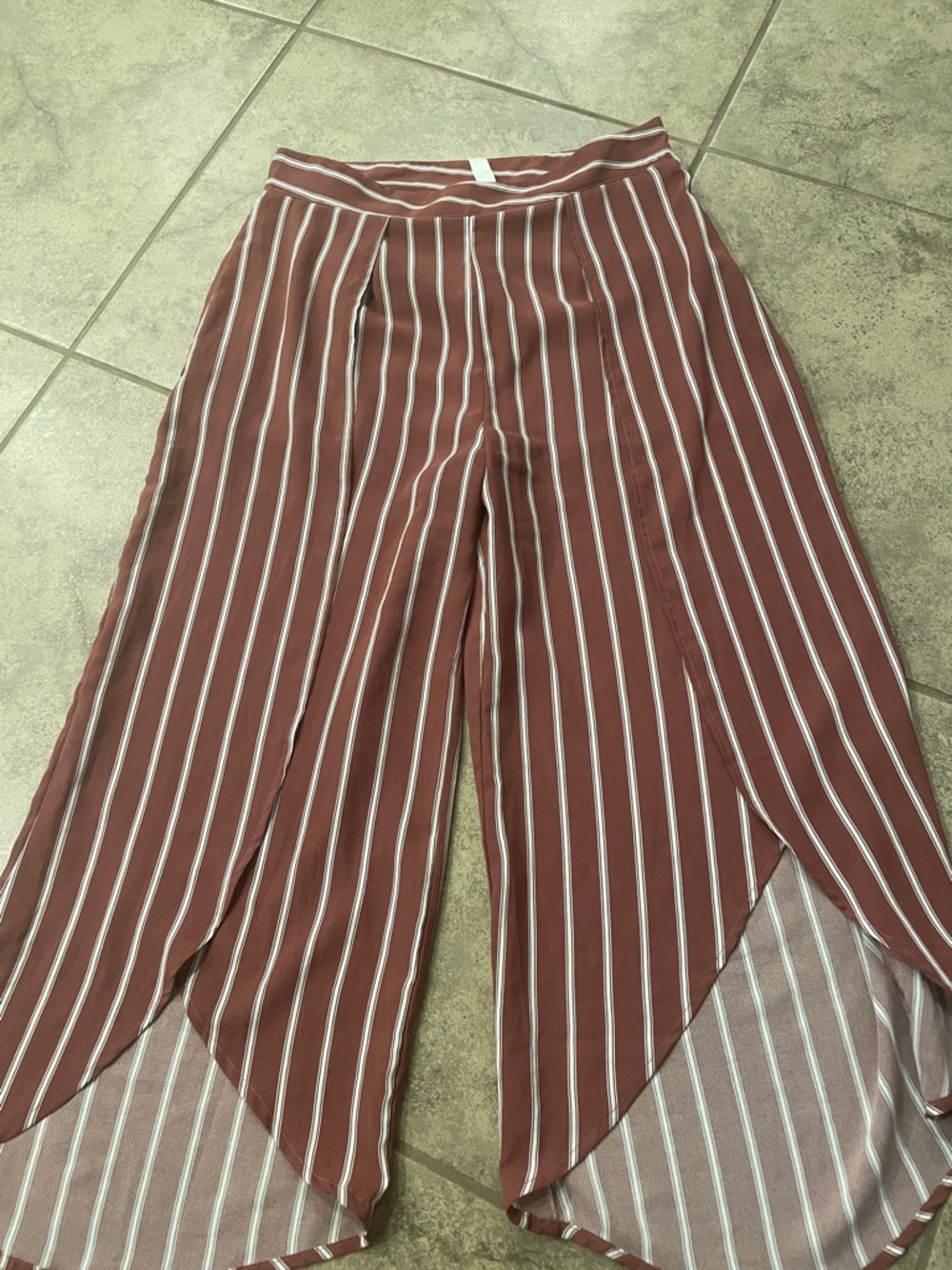 Mahina Women's Rust Striped Wide-Leg Wrap Pants